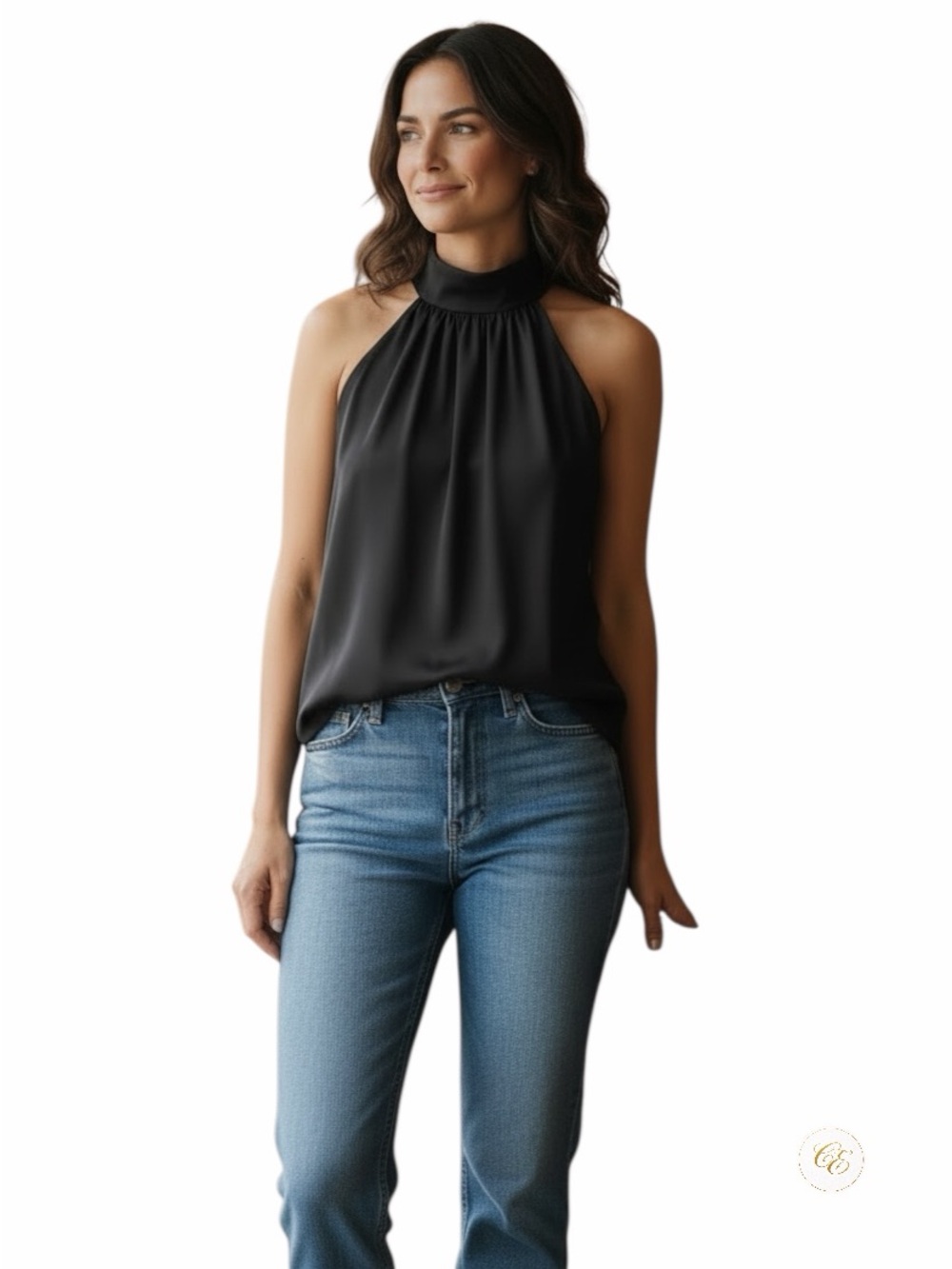 Susana Monaco Black Halter Blouse | NWT | Sleeveless Draped Top | Size S